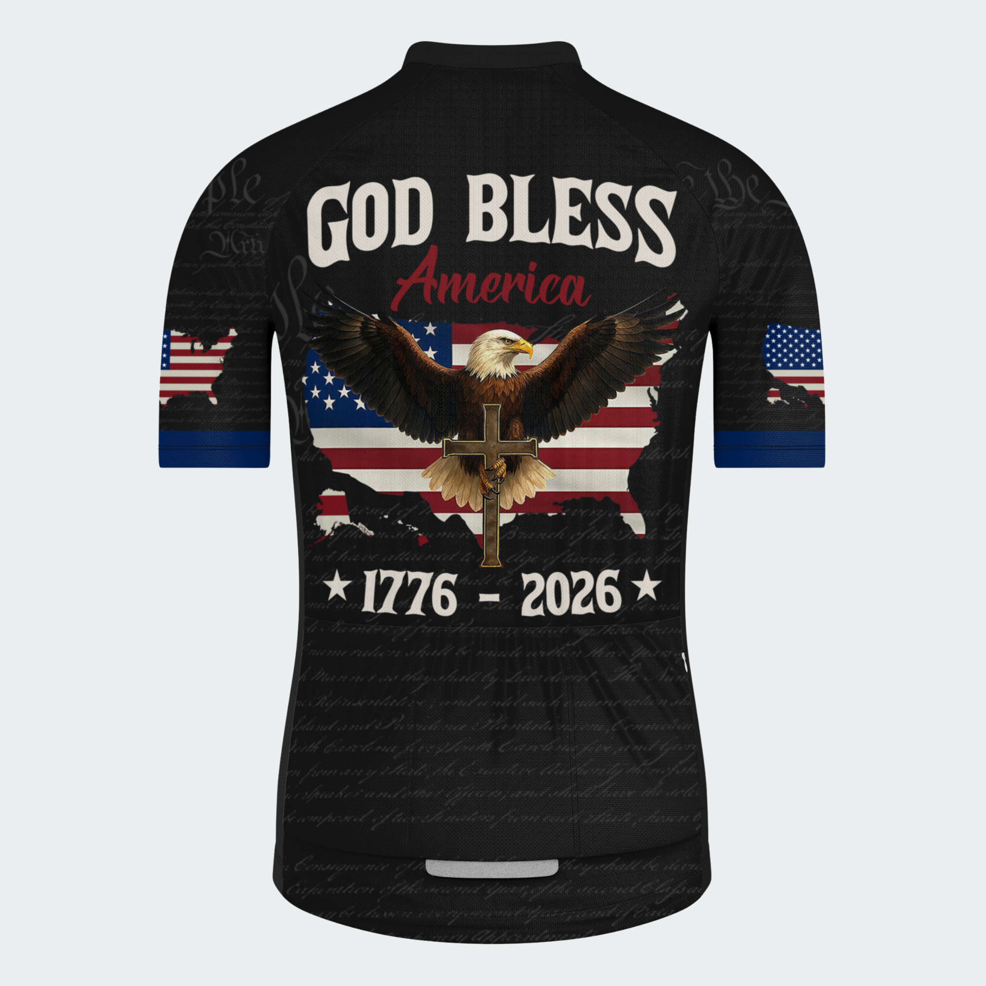 Men’s American Pride God Bless America 1776–2026 Patriotic Regular Fit Cycling Jersey