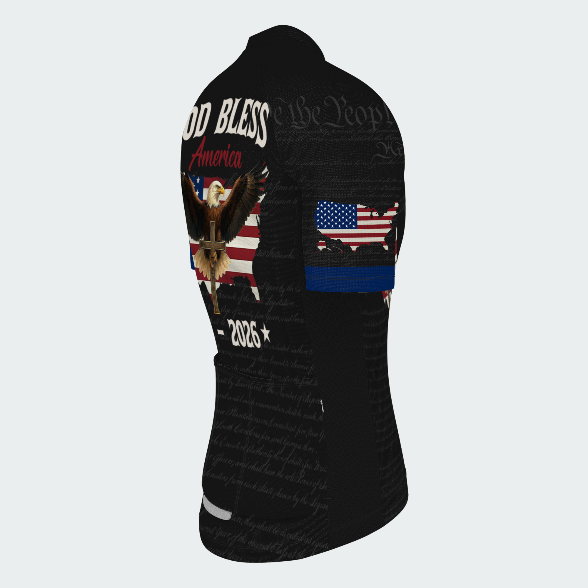 Men’s American Pride God Bless America 1776–2026 Patriotic Regular Fit Cycling Jersey