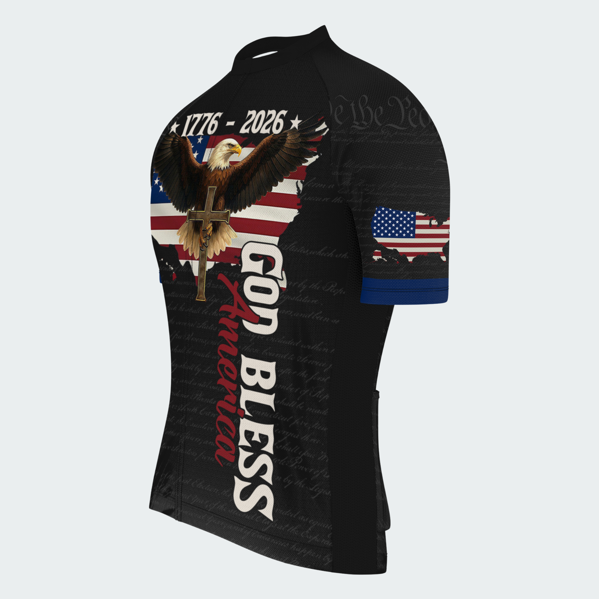 Men’s American Pride God Bless America 1776–2026 Patriotic Regular Fit Cycling Jersey