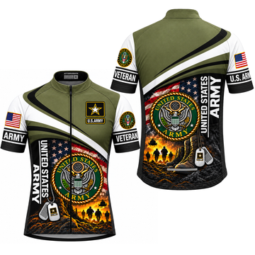 U.S. Army Veteran Boots & Dog Tags Cycling Jersey & Kit - Front Back Jersey