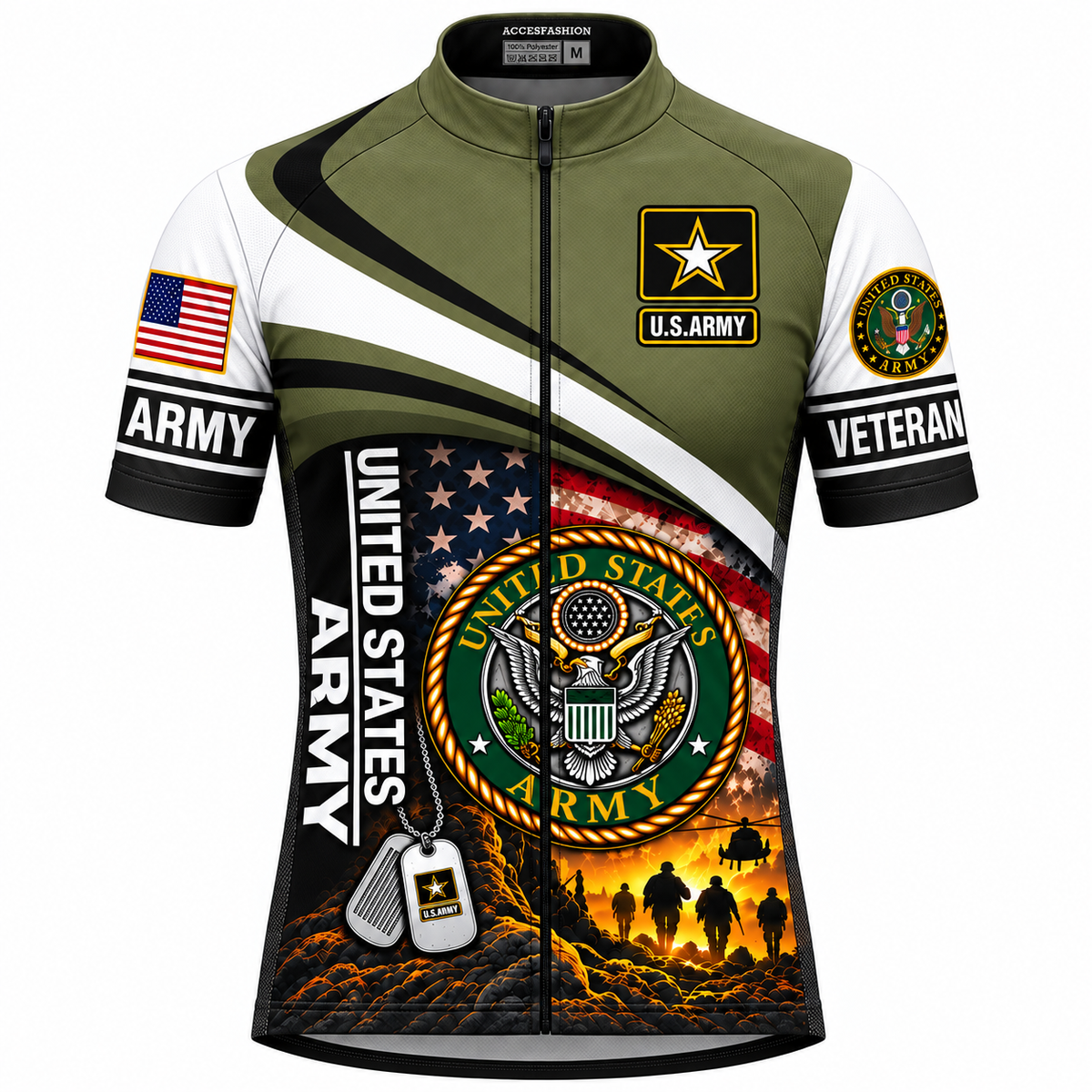U.S. Army Veteran Boots & Dog Tags Cycling Jersey & Kit - Men Front Jersey