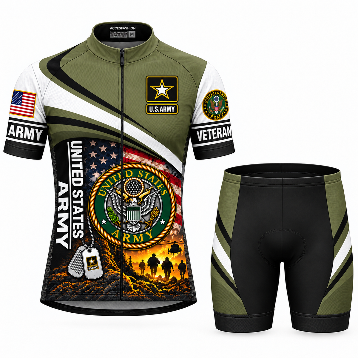 U.S. Army Veteran Boots & Dog Tags Cycling Jersey & Kit - Men Shorts Kit