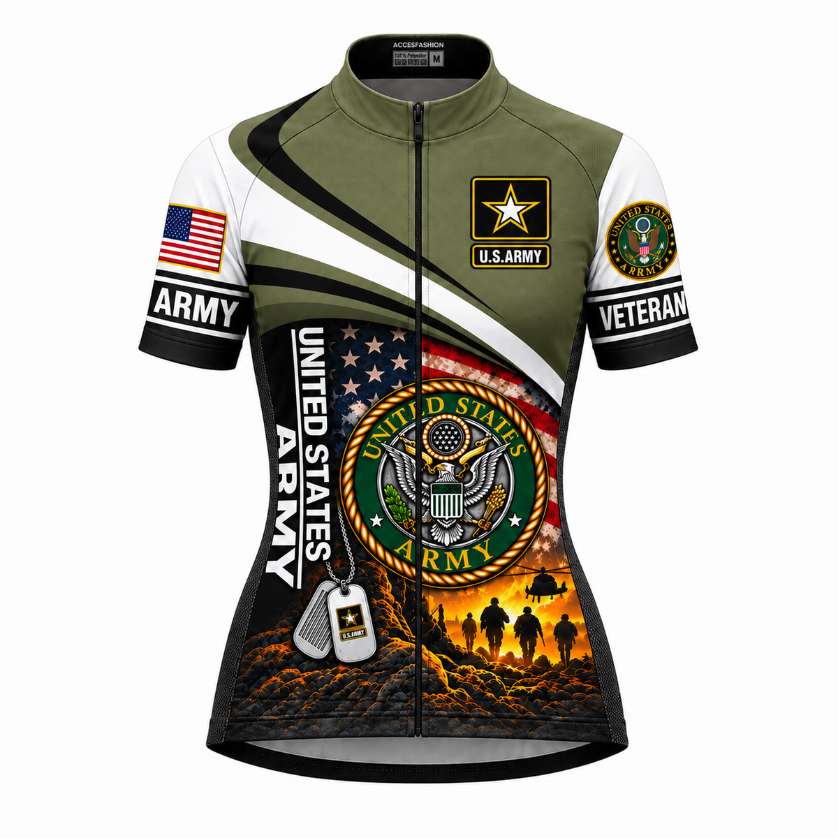U.S. Army Veteran Boots & Dog Tags Cycling Jersey & Kit - Women Front Jersey