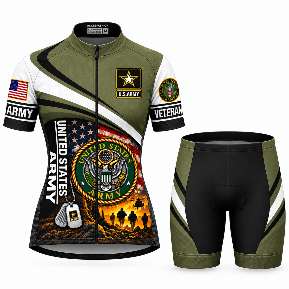 U.S. Army Veteran Boots & Dog Tags Cycling Jersey & Kit - Women Shorts Kit