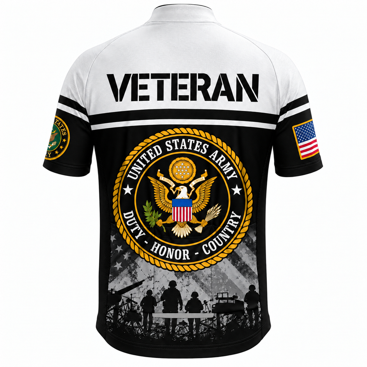 U.S. Army Veteran Duty Honor Country Cycling Jersey & Kit Back Jersey