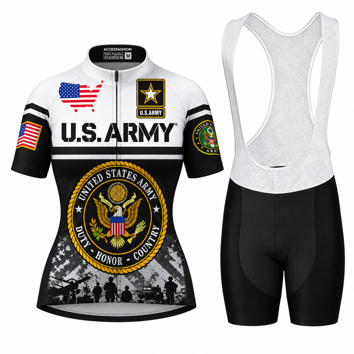 U.S. Army Veteran Duty Honor Country Cycling Jersey & Kit Women Bib Shorts Kit