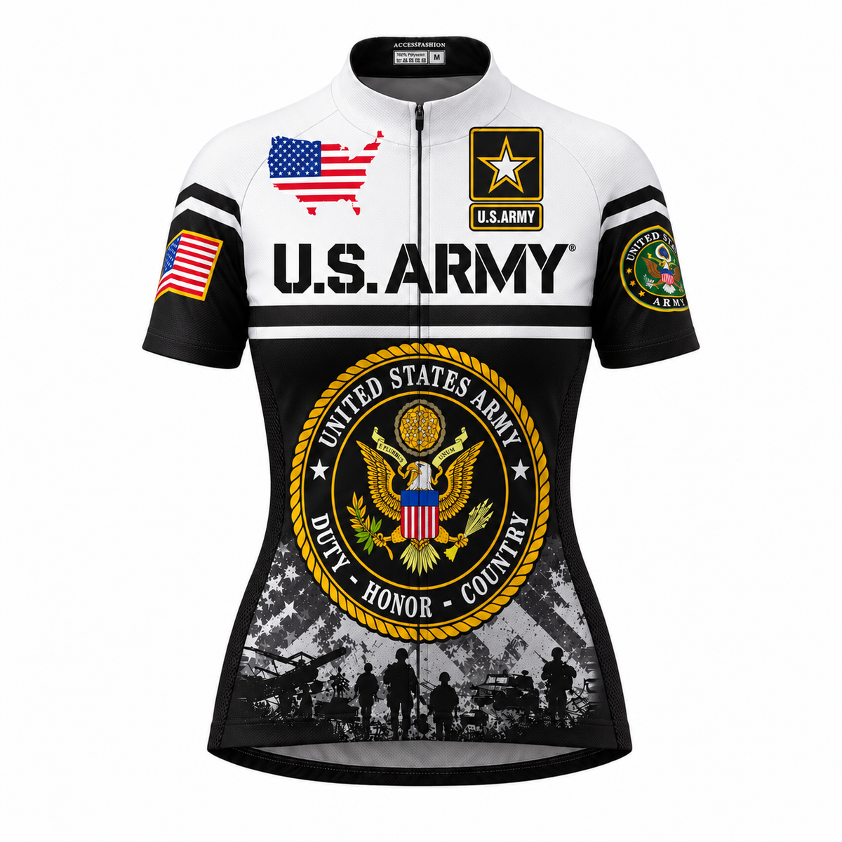 U.S. Army Veteran Duty Honor Country Cycling Jersey & Kit Women Front Jersey