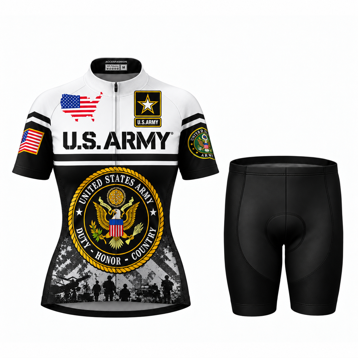 U.S. Army Veteran Duty Honor Country Cycling Jersey & Kit Women Shorts Kit