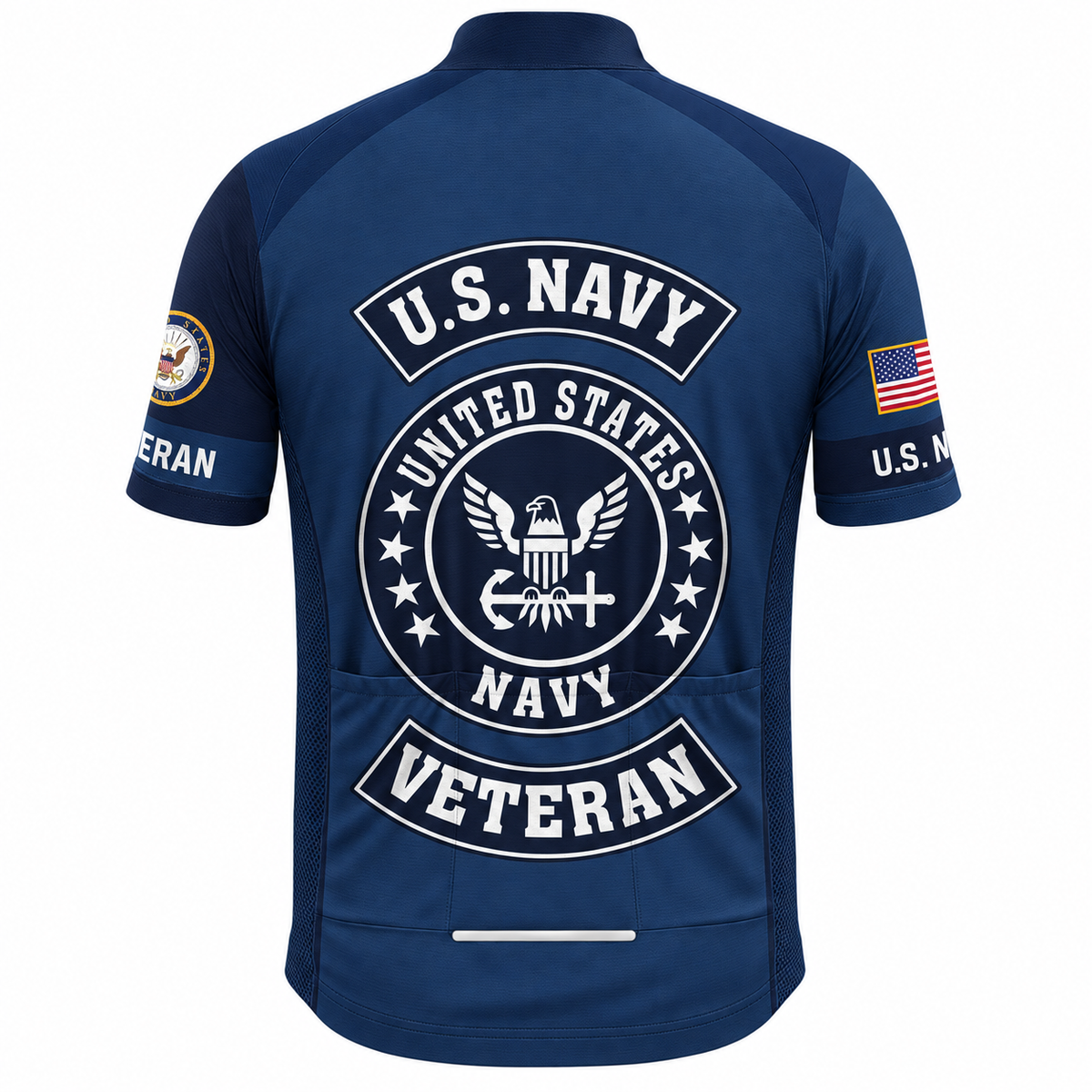 U.S. Navy Veteran Proudly Served Cycling Jersey & Kit - Back Jersey