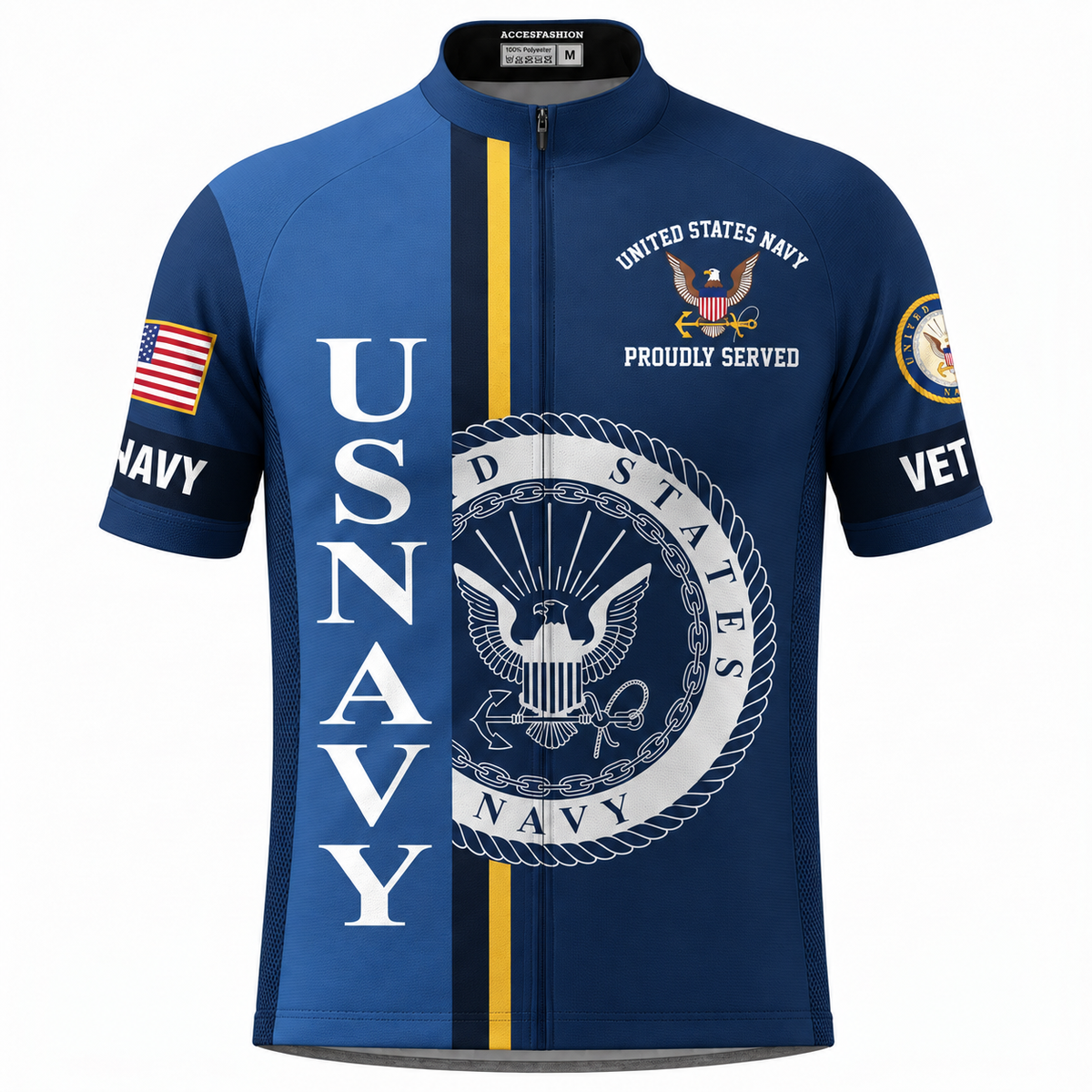 U.S. Navy Veteran Proudly Served Cycling Jersey & Kit - Men Front Jersey