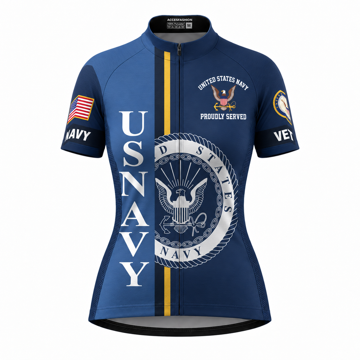 U.S. Navy Veteran Proudly Served Cycling Jersey & Kit - Women Front Jersey