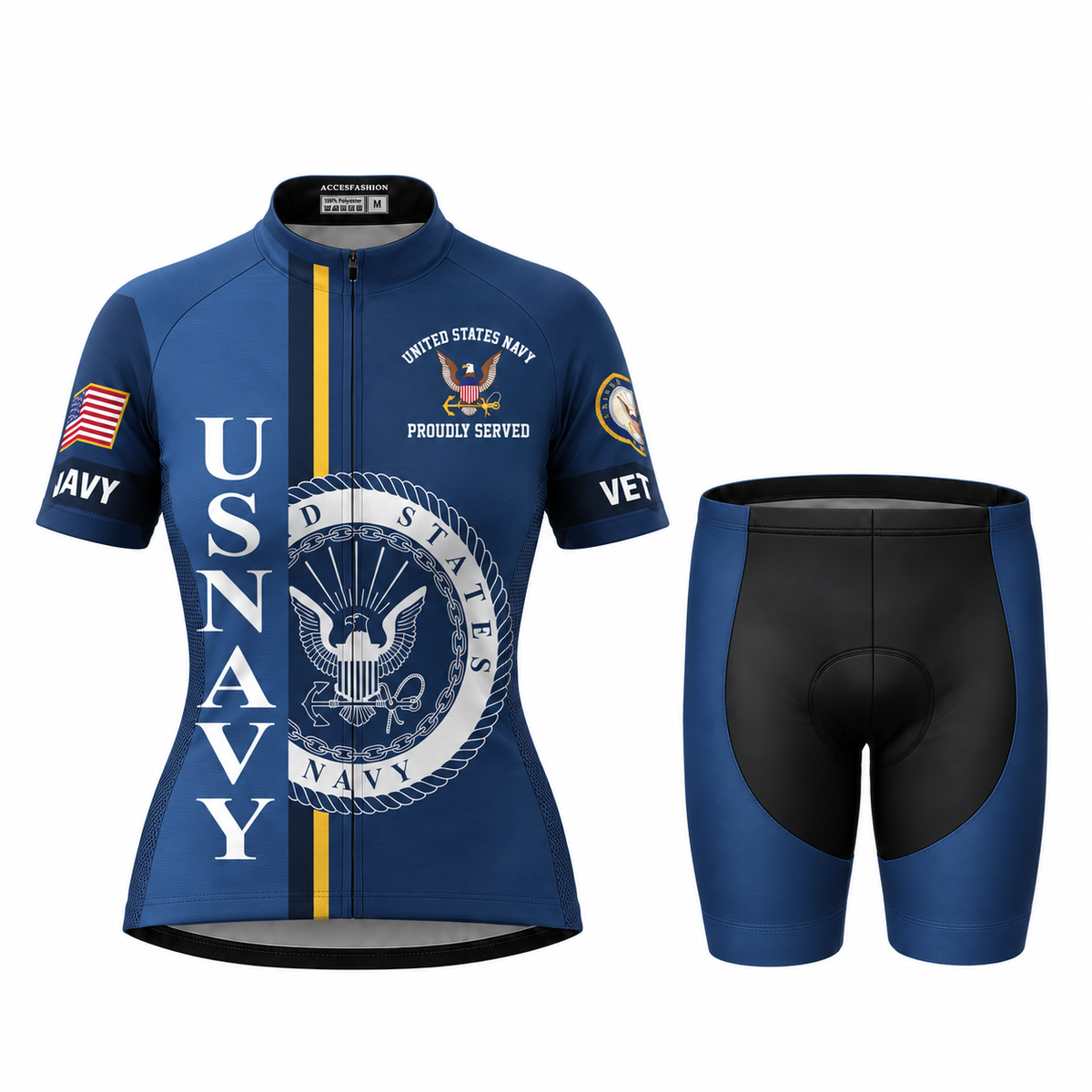U.S. Navy Veteran Proudly Served Cycling Jersey & Kit - Women Shorts Kit
