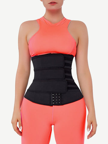 [USA Warehouse]Black Hooks Latex Three-Belt Workout Waist Trainer Fat Burner