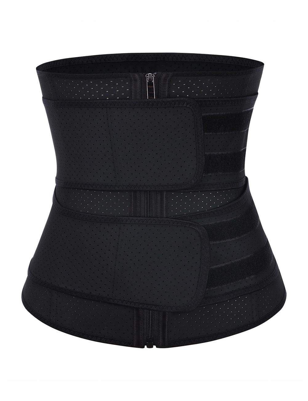 Black 7 Steel Boned 2 Belts Waist Cincher Large Size Latex Fat Burner
