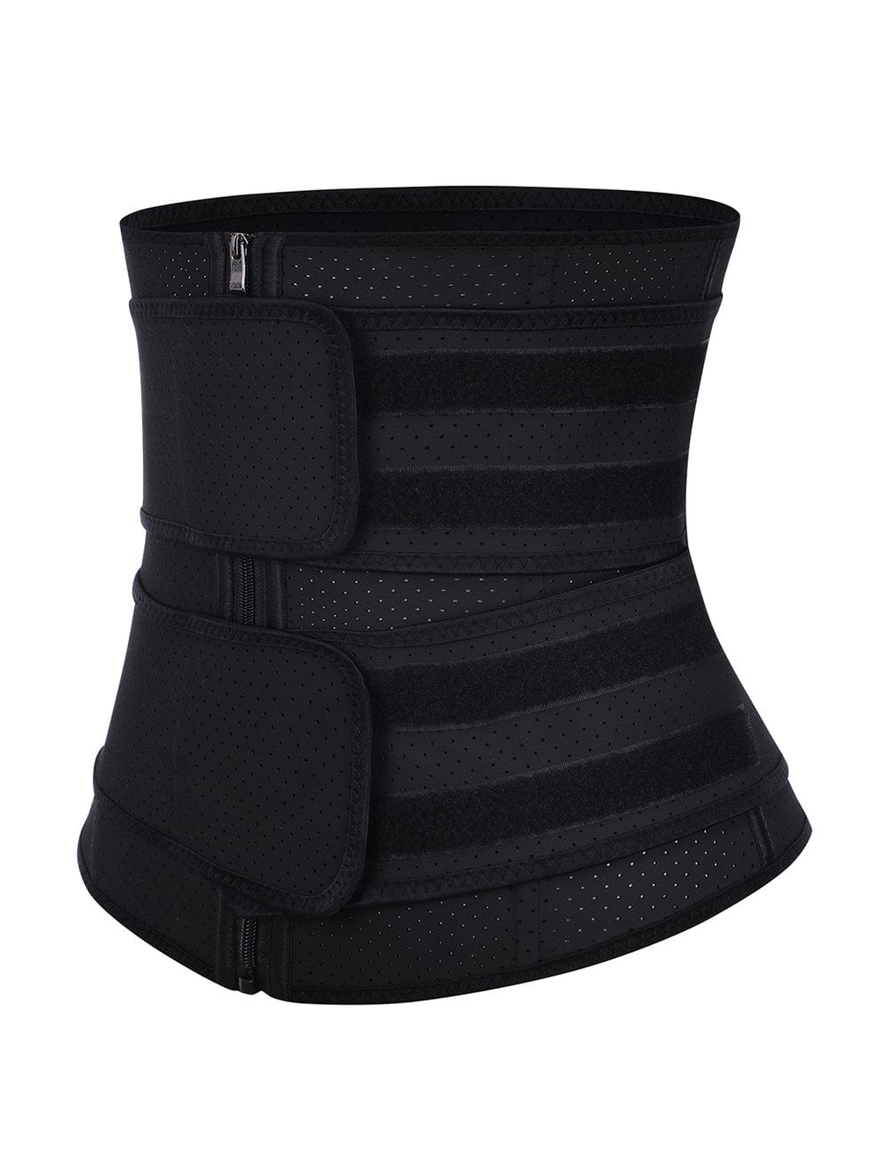 Black 7 Steel Boned 2 Belts Waist Cincher Large Size Latex Fat Burner
