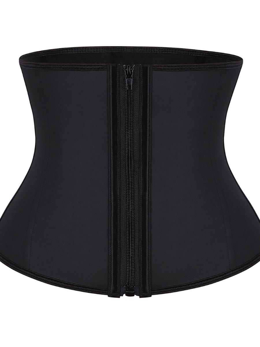 Matching Black Zipper Latex Waist Trainer Plus Size For Girl