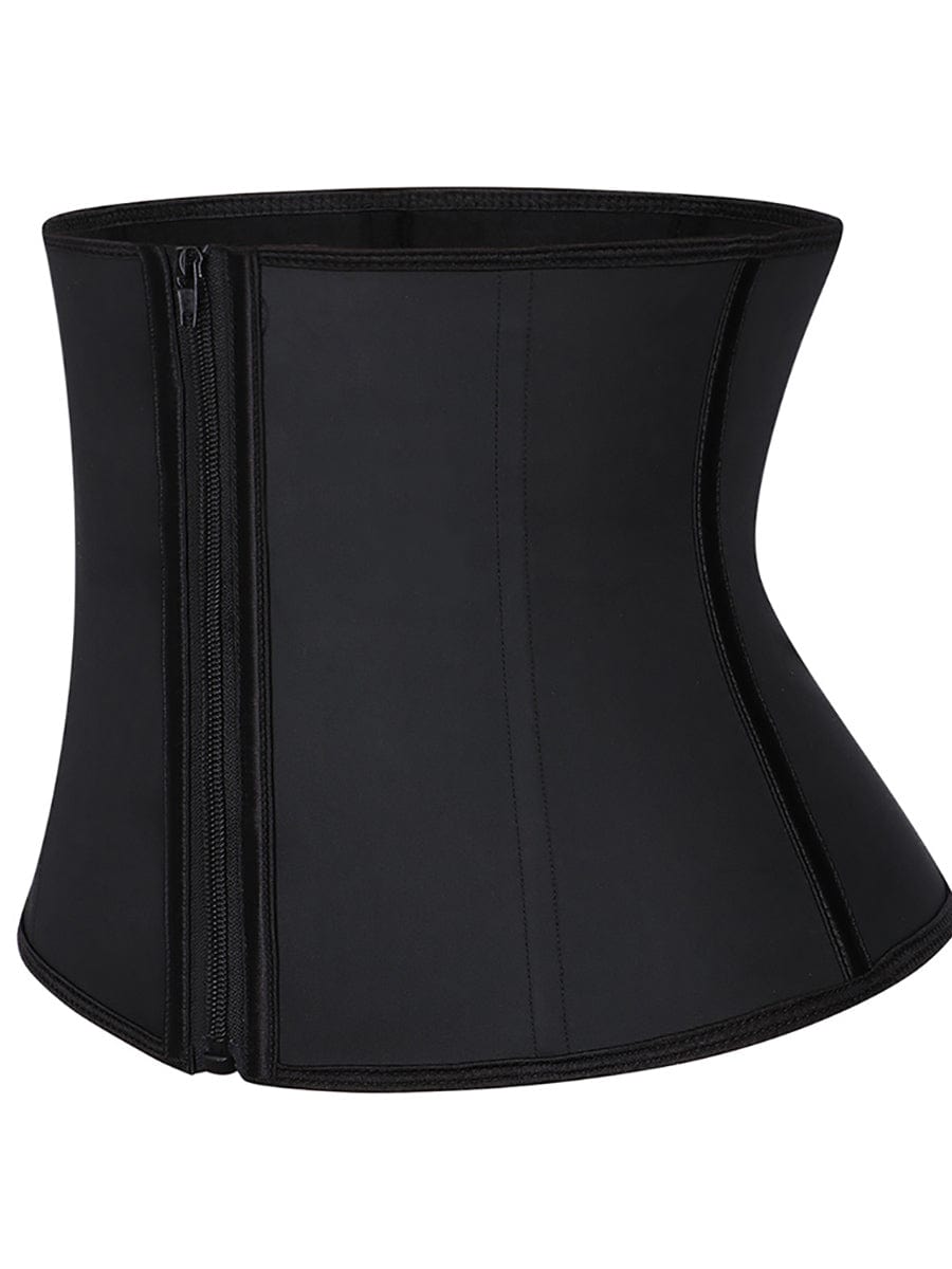 Matching Black Zipper Latex Waist Trainer Plus Size For Girl