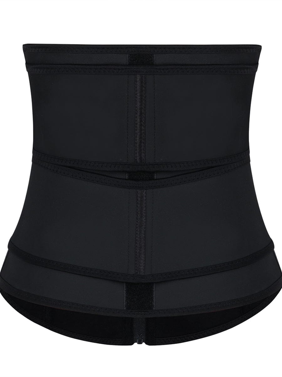 Kinetic Black 7 Steel Bones Waist Cincher Double Belts Firm Control