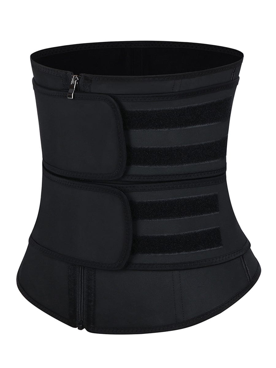 Kinetic Black 7 Steel Bones Waist Cincher Double Belts Firm Control
