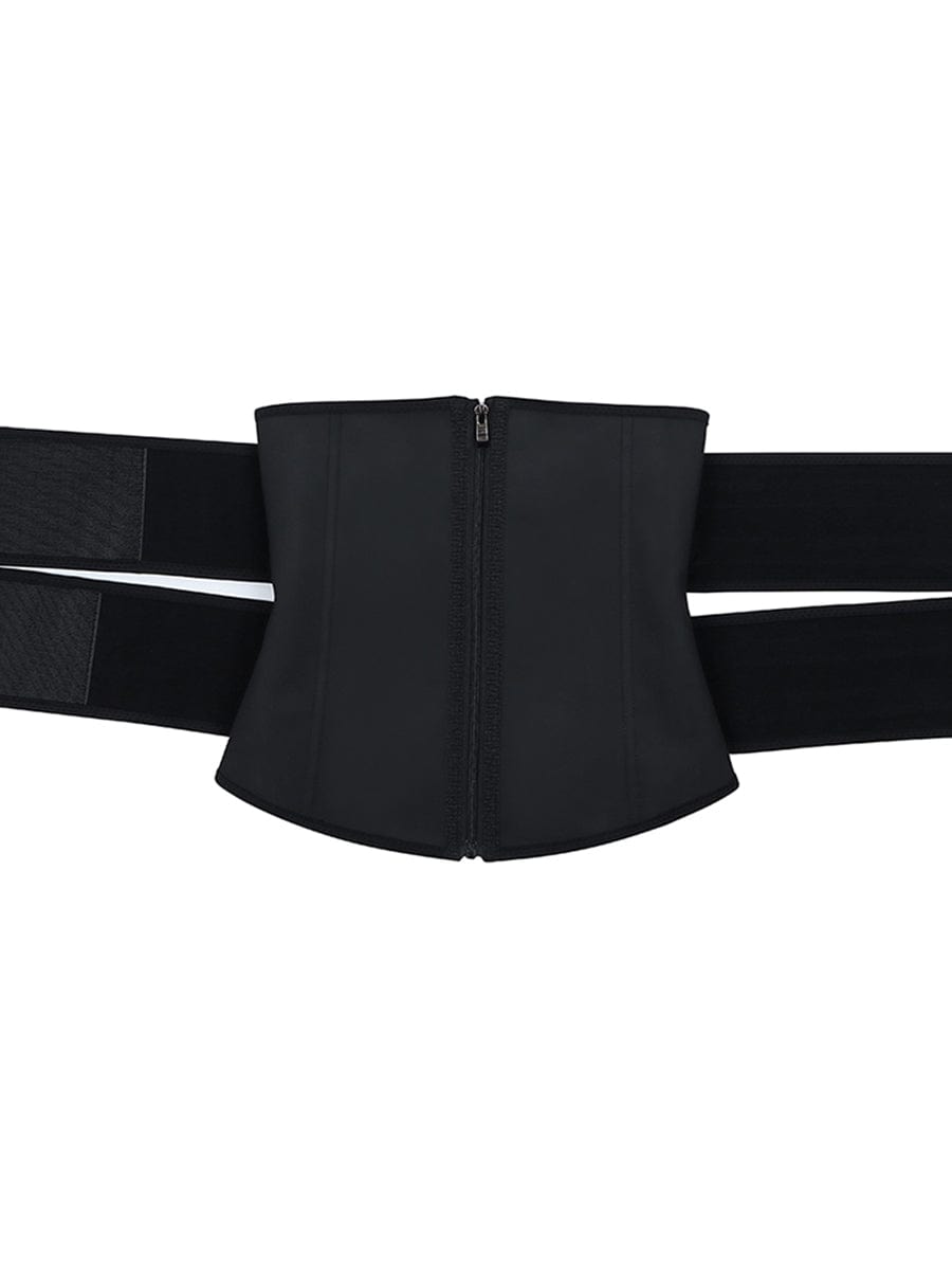 Kinetic Black 7 Steel Bones Waist Cincher Double Belts Firm Control