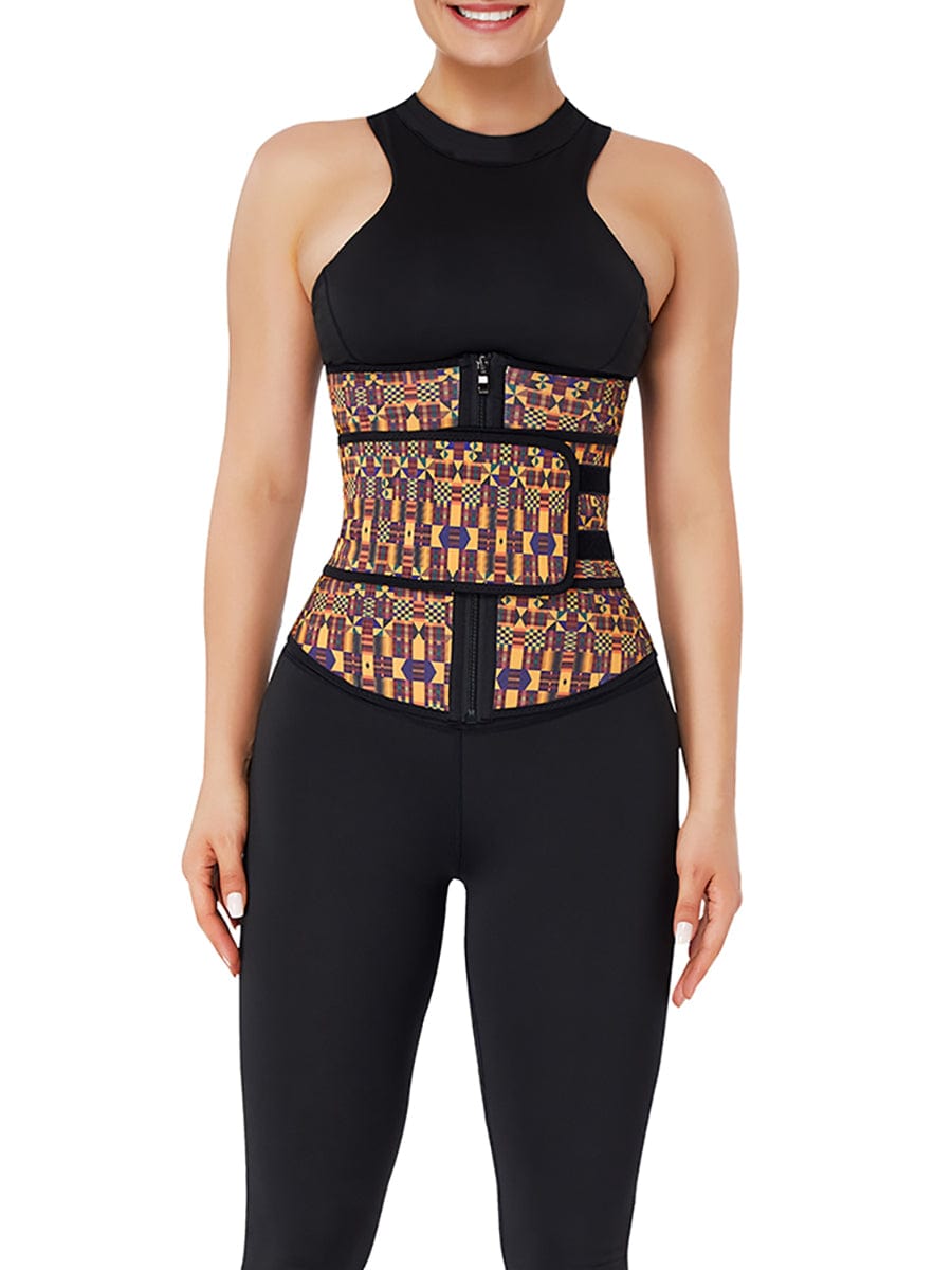 Miracle Zipper African Printing Latex Waist Trainer Slim Waist Colombian Waist Trainer