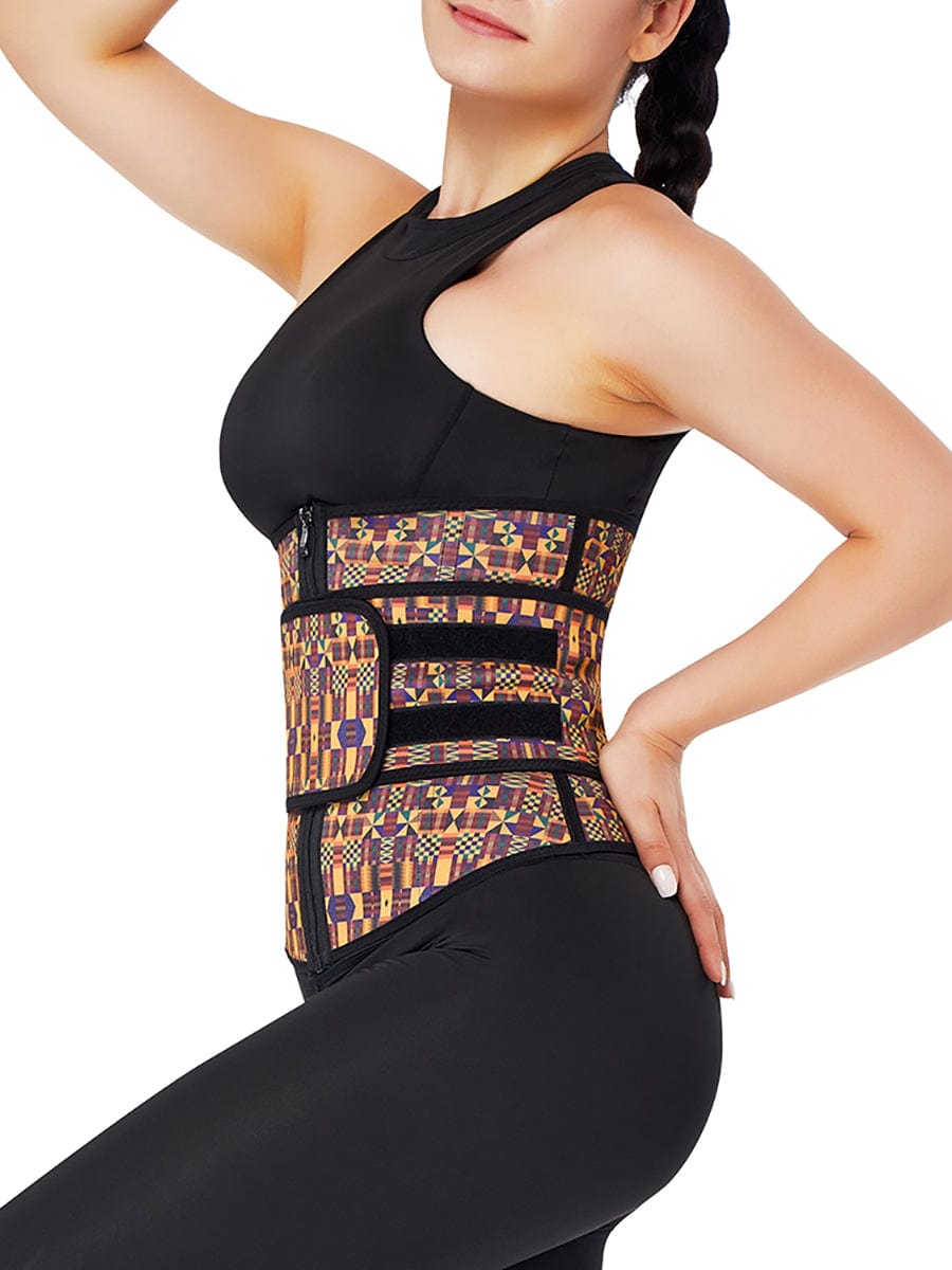 Miracle Zipper African Printing Latex Waist Trainer Slim Waist Colombian Waist Trainer