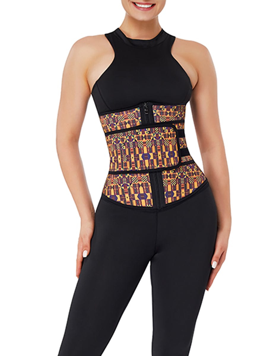 Miracle Zipper African Printing Latex Waist Trainer Slim Waist Colombian Waist Trainer