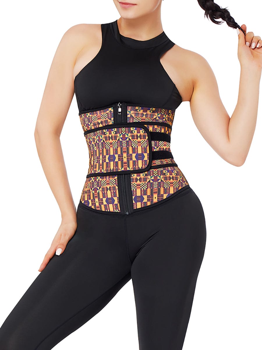 Miracle Zipper African Printing Latex Waist Trainer Slim Waist Colombian Waist Trainer