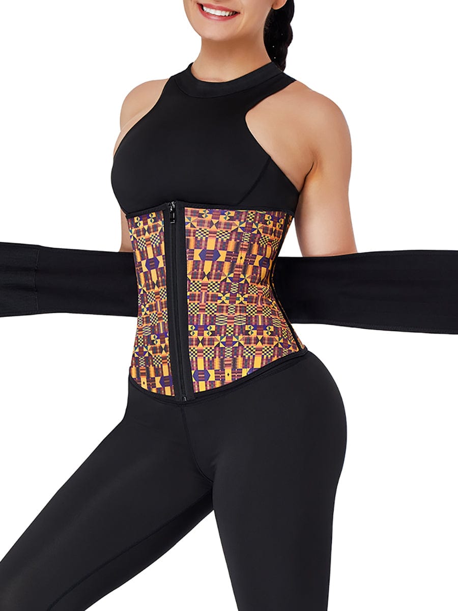 Miracle Zipper African Printing Latex Waist Trainer Slim Waist Colombian Waist Trainer