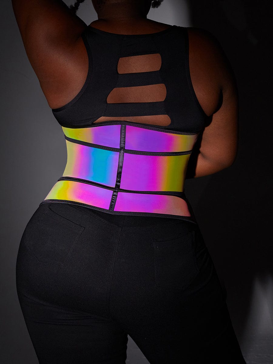 Rainbow Reflective Latex Waist Trainer Abdominal Slimmer Private Label Waist Trainer
