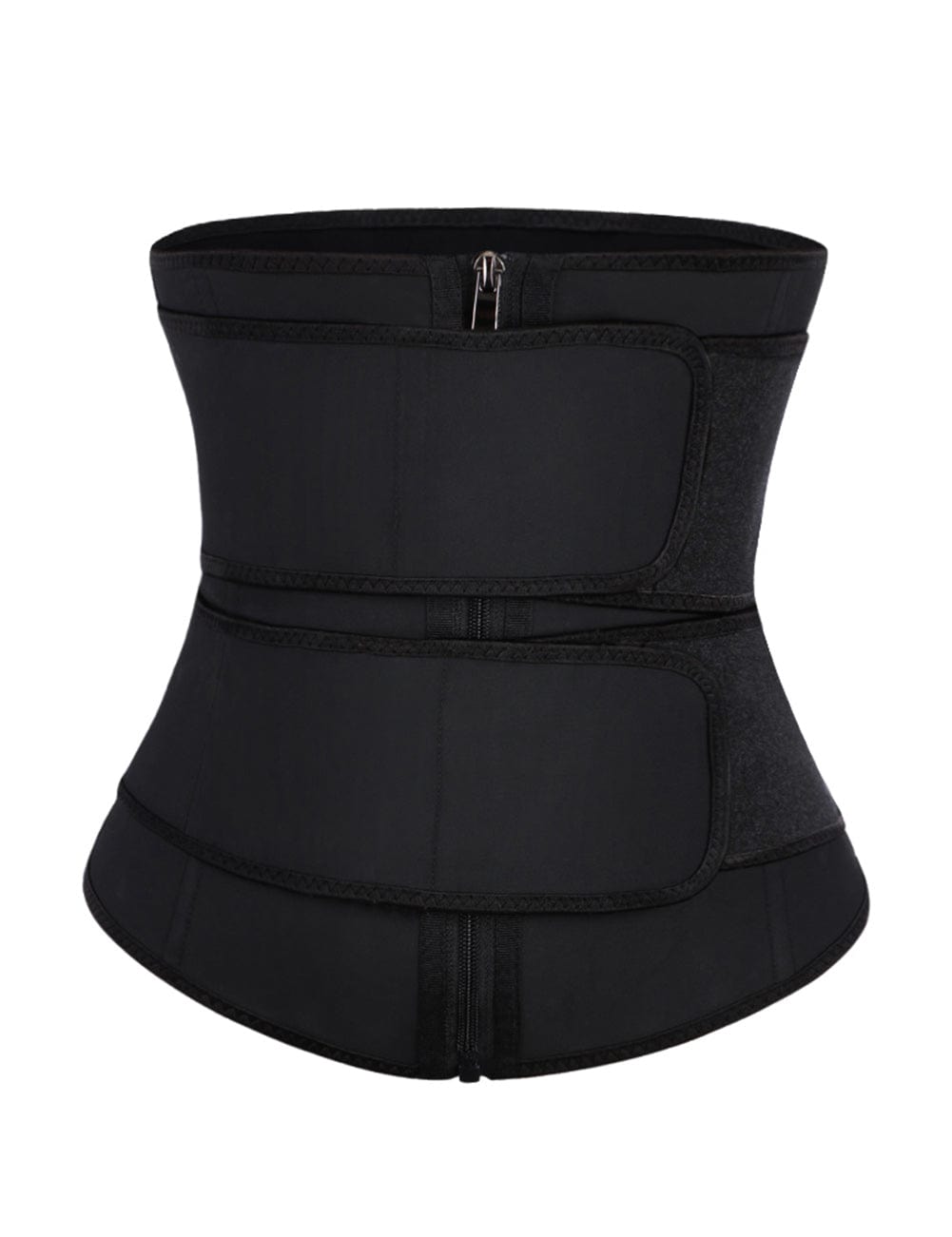 Plus Size Latex Double Belt Waist Trainer 7 Steel Bones Built-in Clips Inside