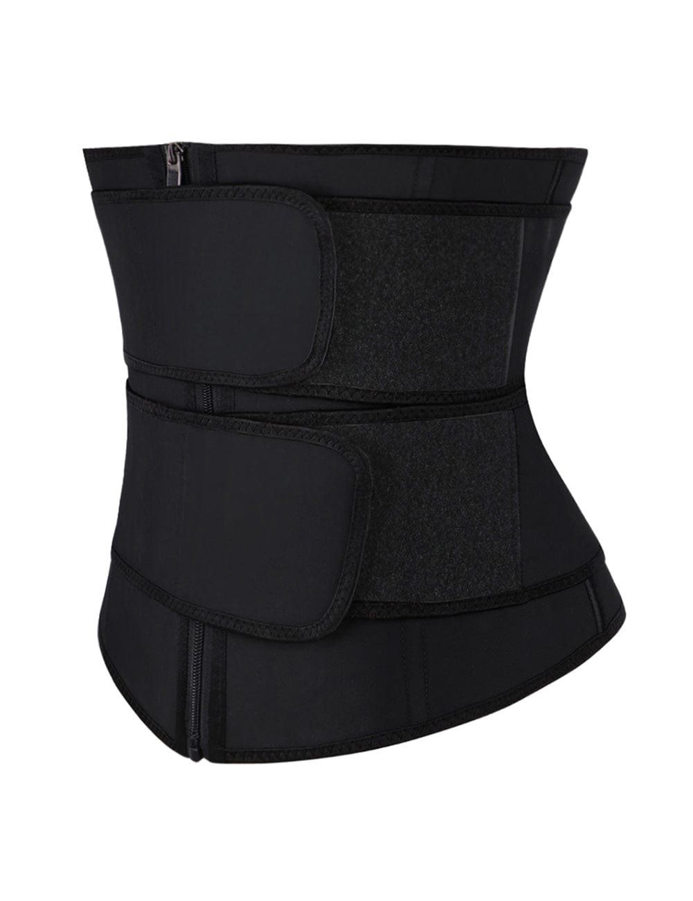 Plus Size Latex Double Belt Waist Trainer 7 Steel Bones Built-in Clips Inside