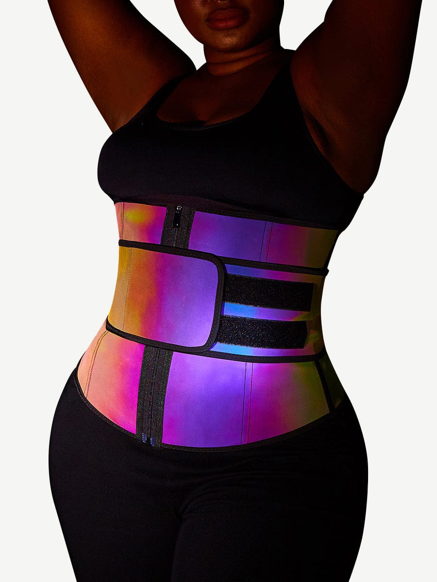 Rainbow Reflective Latex Waist Trainer Abdominal Slimmer Private Label Waist Trainer