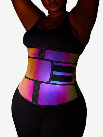 Rainbow Reflective Latex Waist Trainer Abdominal Slimmer Private Label Waist Trainer