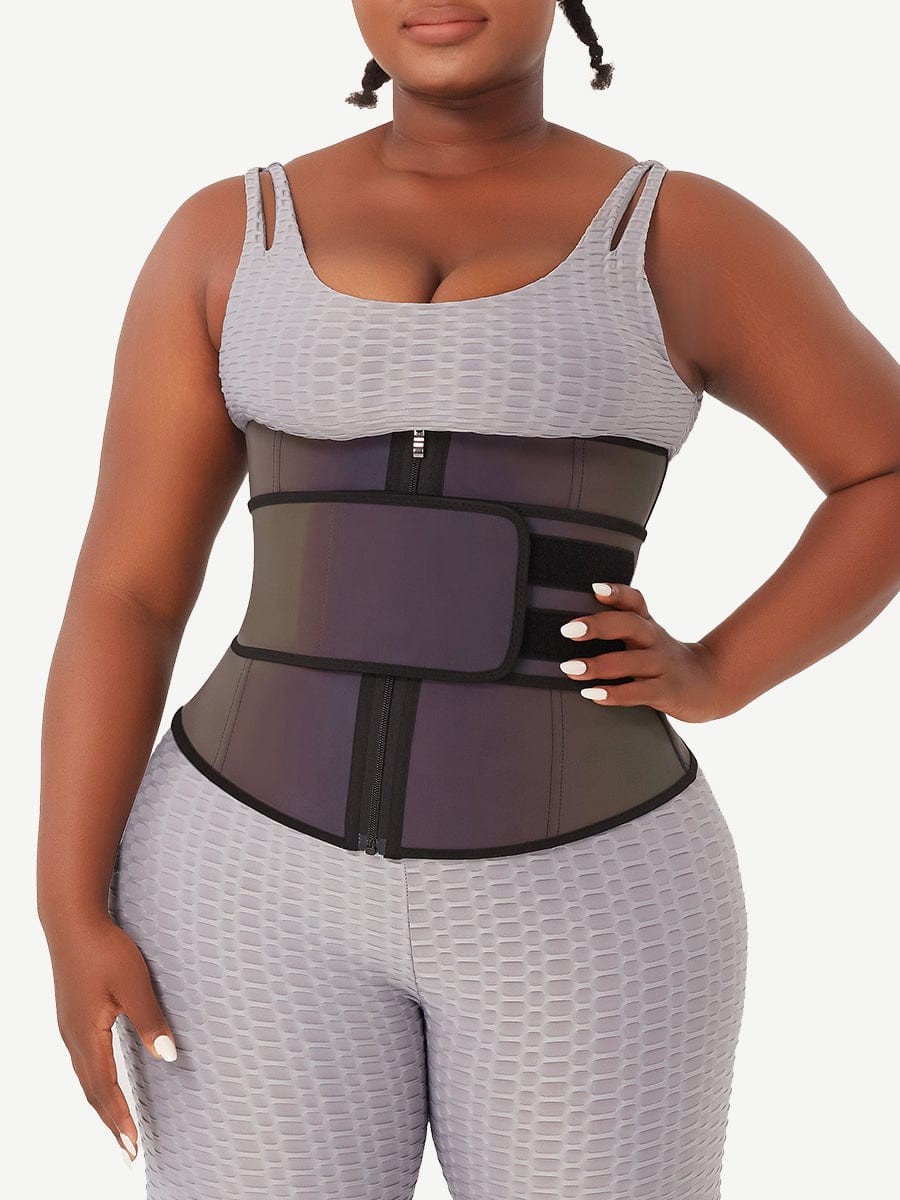 Rainbow Reflective Latex Waist Trainer Abdominal Slimmer Private Label Waist Trainer