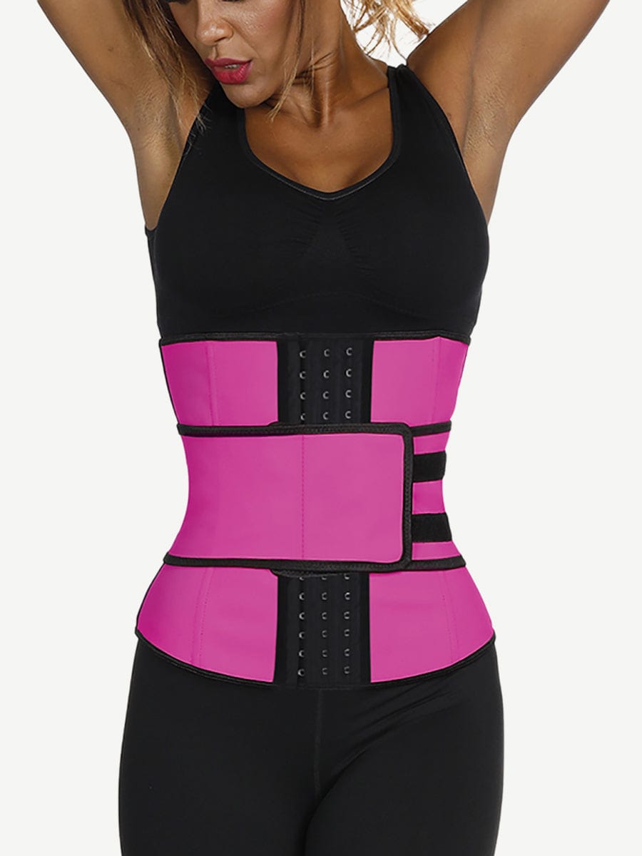 Affordable Rose Red Big Size Latex Waist Shaper 7 Bones Hooks Superfit