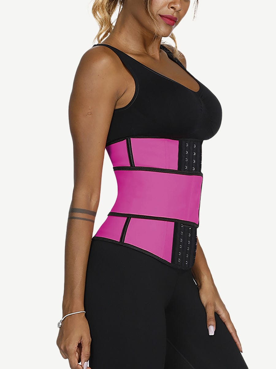 Affordable Rose Red Big Size Latex Waist Shaper 7 Bones Hooks Superfit