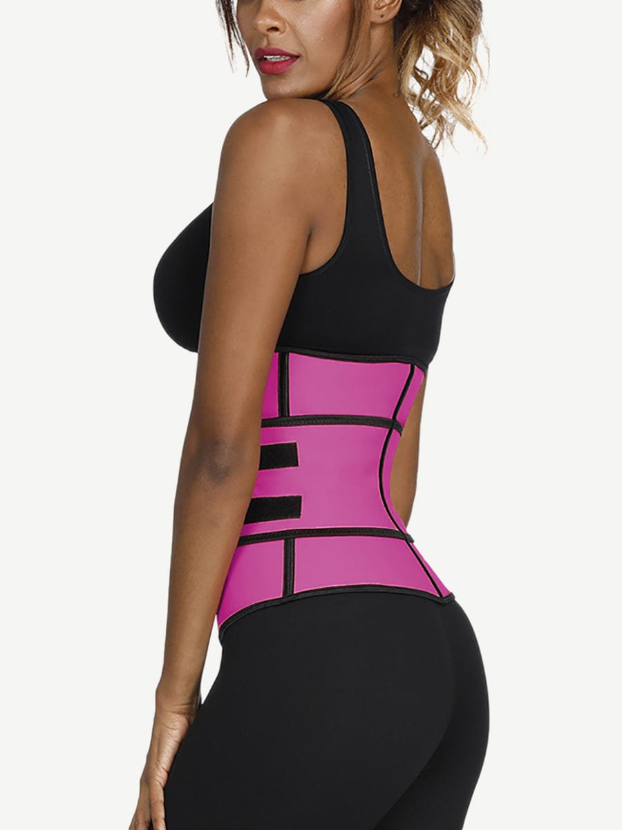 Affordable Rose Red Big Size Latex Waist Shaper 7 Bones Hooks Superfit