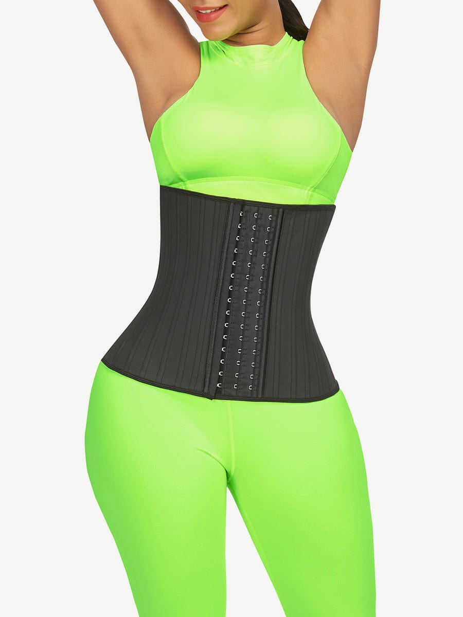 Tummy Trimmer Black 29 Steel Bones Latex Hooks Waist Trainer