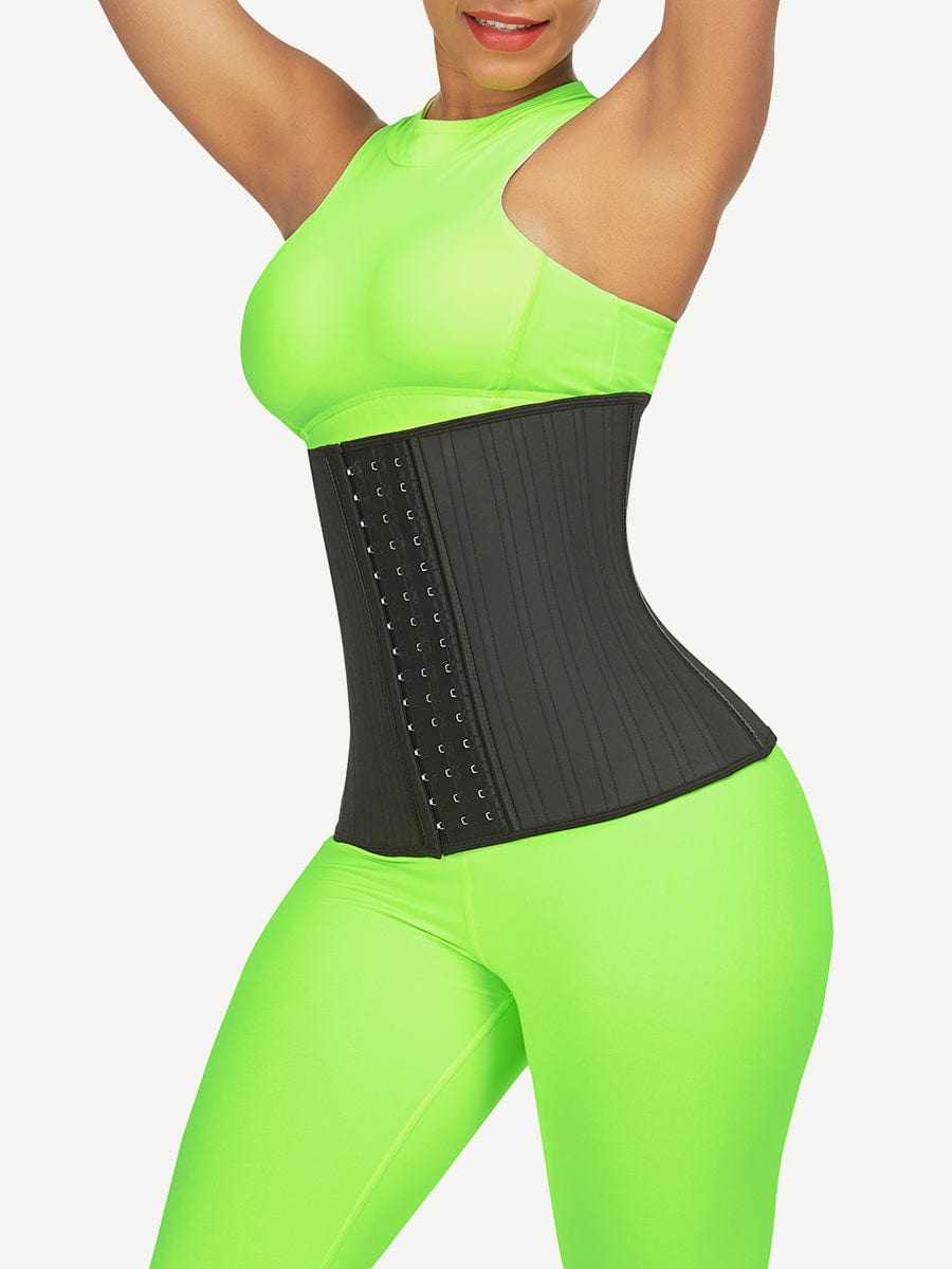Tummy Trimmer Black 29 Steel Bones Latex Hooks Waist Trainer