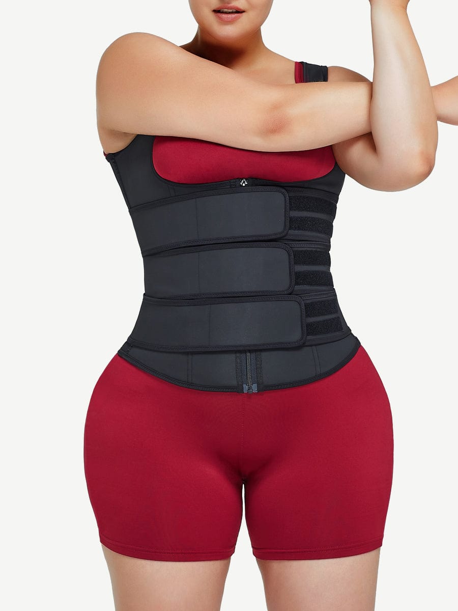 Practical Black Latex Waist Trainer Vest Three Belts Basic Shaping Brand Your Own Waist Trainer