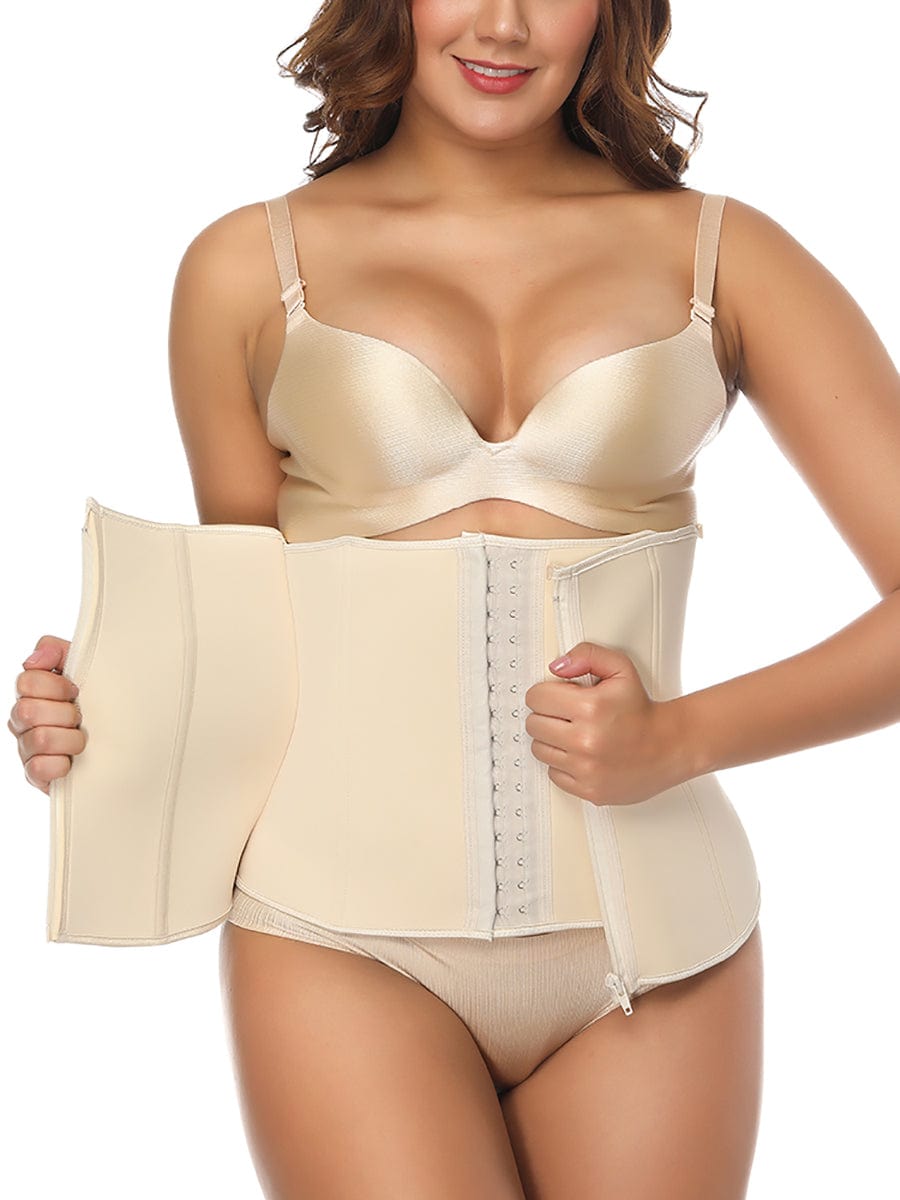 Exquisitely Fat Burning Plus Size Front Double Layer Zipper Tummy Control Waist Trimmer