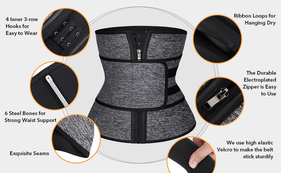 6 Steel Bones Waist Trainer With Belt Slimming Belly