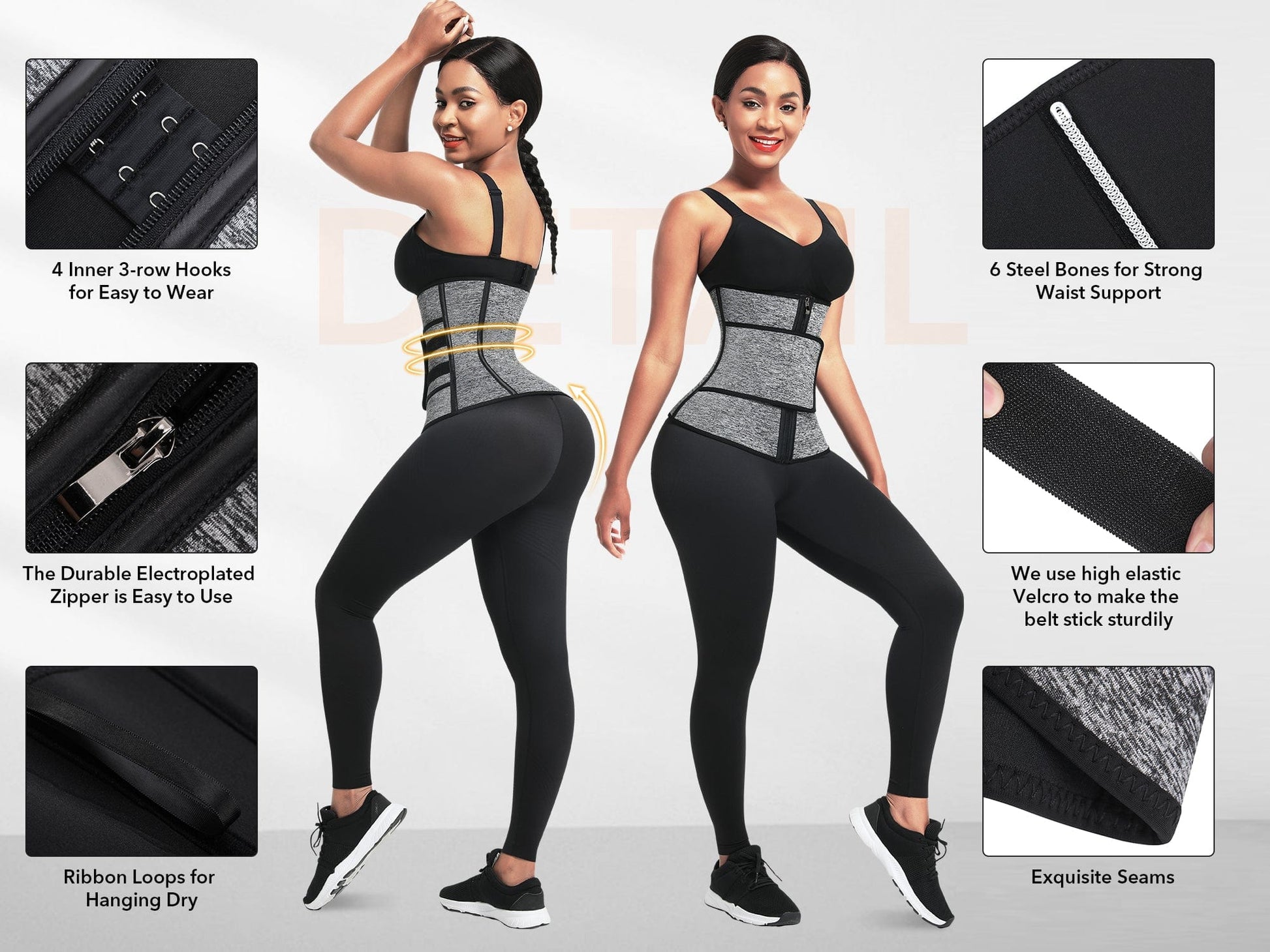 6 Steel Bones Waist Trainer With Belt Slimming Belly