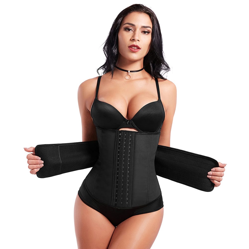 Affordable Rose Red Big Size Latex Waist Shaper 7 Bones Hooks Superfit