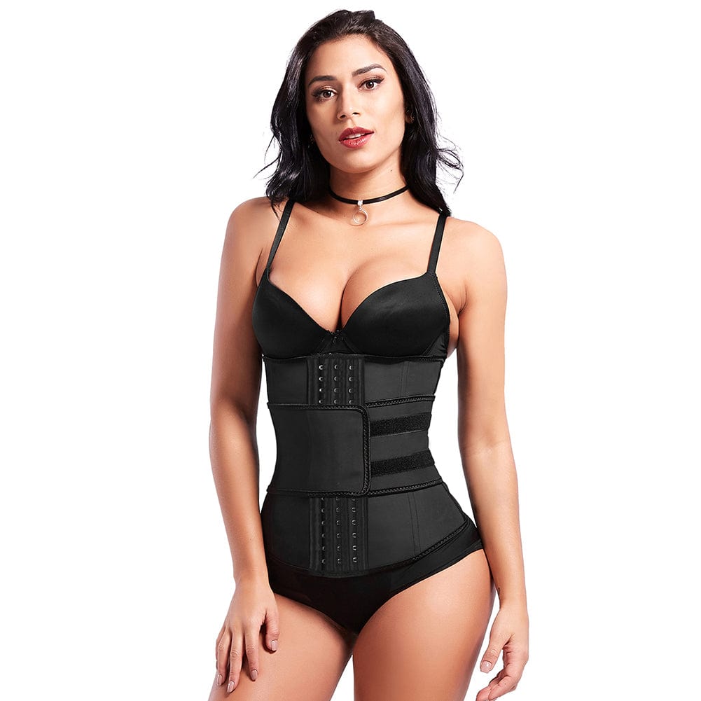 Affordable Rose Red Big Size Latex Waist Shaper 7 Bones Hooks Superfit