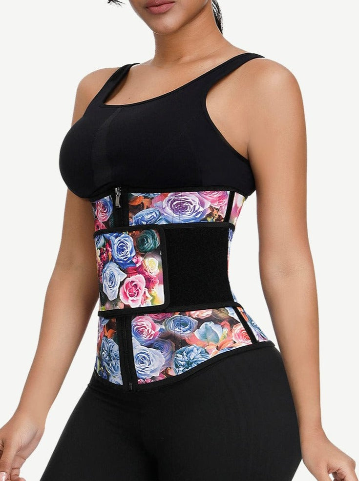 7 Steel Bones Printing Sticker Workout Waist Trainer Single Belt