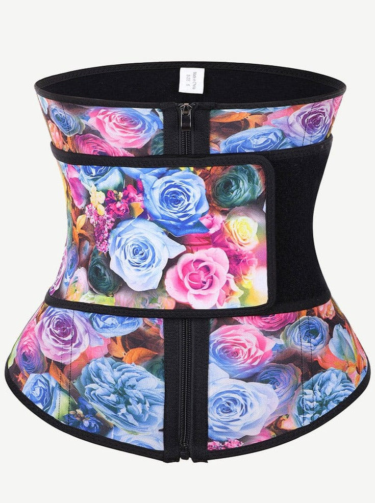 7 Steel Bones Printing Sticker Workout Waist Trainer Single Belt