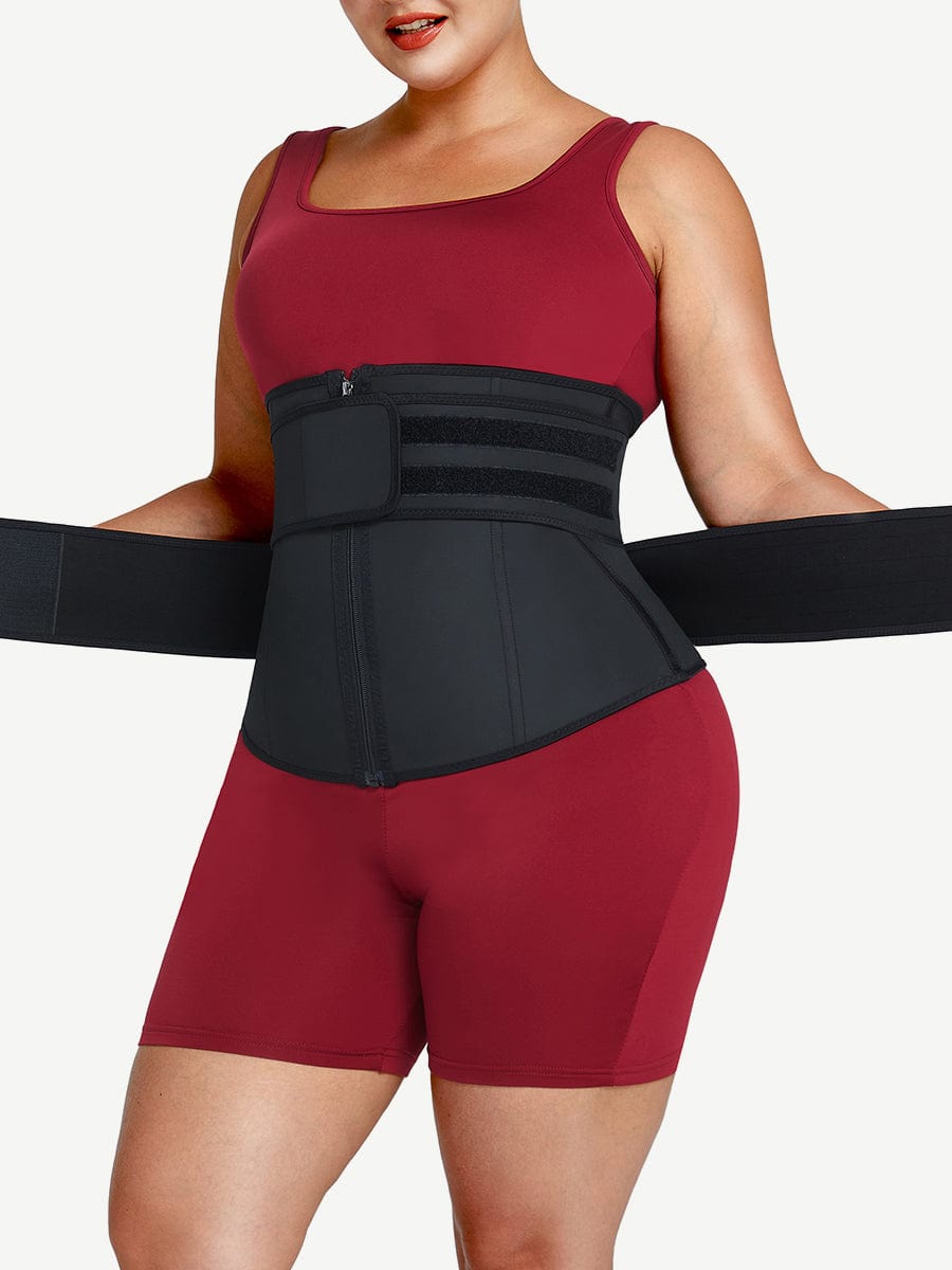 Compression Black Big Size Latex Waist Slimmer With Sticker Fat Burner Waist Cincher