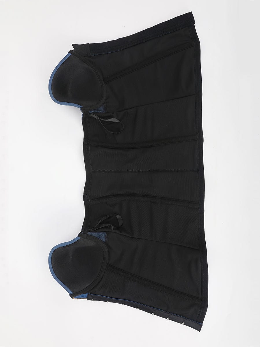 Imitation Denim Cup Design 4 Steel Bones Tummy Control Waist Trainer with back with drawstring